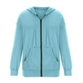 thumbnail image 5 of Mohiass Fall Zip Up Hoodie Women Plain Oversized Hooded Sweatshirts 2025 Fashion Winter Soft Casual Warm Jackets Light Blue 2XL, 5 of 5