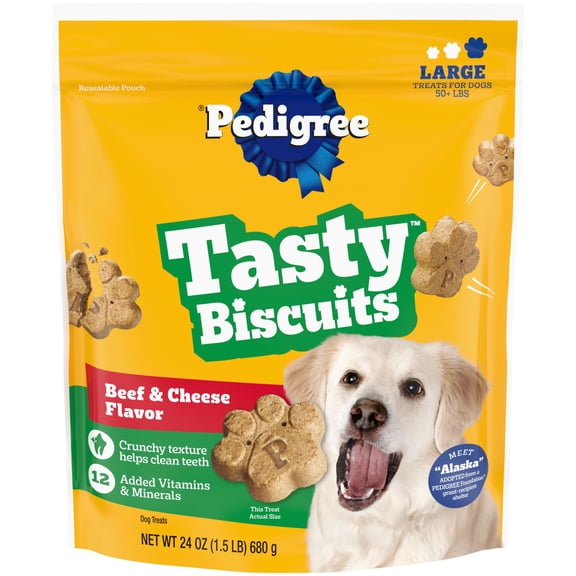 Pedigree Tasty Biscuits Large Dog Treats, Beef & Cheese Flavor, 24-oz Bag