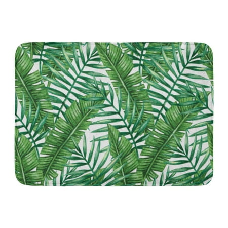 GODPOK White Summer Colorful Leaf Watercolor Tropical Palm Leaves Green Tree Beautiful Rug Doormat Bath Mat 23.6x15.7 inch