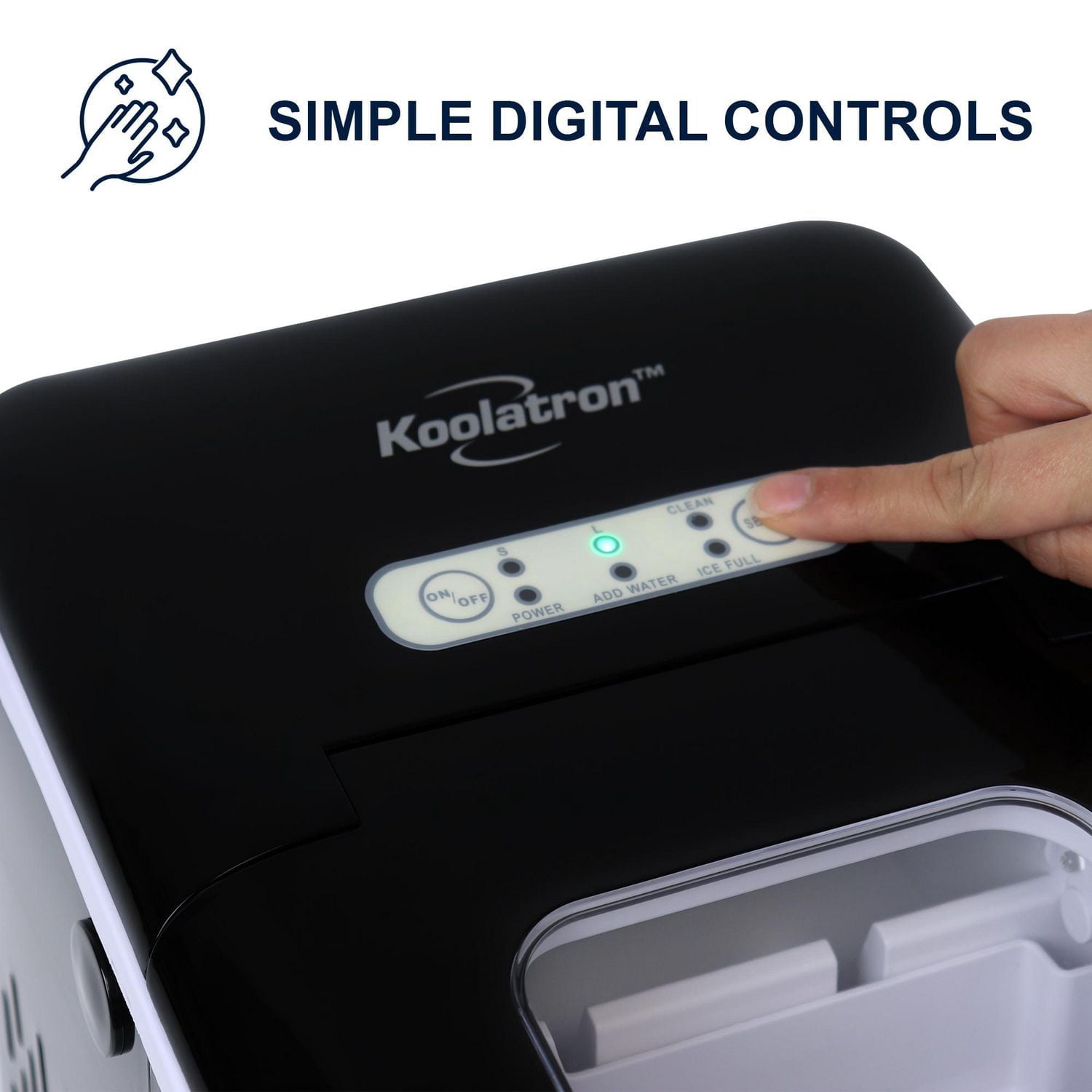 Koolatron KIM-26 Compact Countertop Ice Maker with Digital Controls, Fast Ice Production for Home & Office