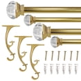 thumbnail image 5 of Lumi 72 in. - 144 in. Telescoping 1 in. Double Curtin Rod Kit in Champagne with Crystal Square Finials, 5 of 5