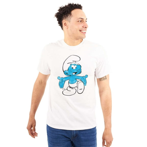 Vintage Retro Smurf Cartoon Character Men's Graphic T Shirt Tees Brisco Brands S