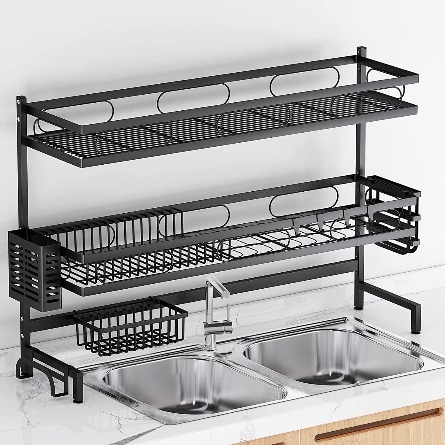 Brabantia SinkSide 20.1-in W x 16.5-in L x 13-in H Aluminum Dish Rack and  Drip Tray in the Dish Racks & Trays department at