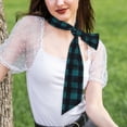 thumbnail image 5 of Tinted Cloth Long Strip Silk Scarf 46.9in×3.1in Soft, Silky, Shiny, Dustproof And Sunscreen For Daily Out Date Travel Photos Darkcyan Buffalo Plaid Check Tartan Scotland_4, 5 of 6