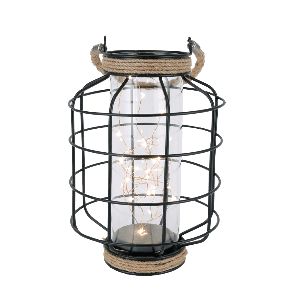 USB Rechargeable Metal Cage Lantern - Outdoor & Indoor Black Lantern With Carry Handle