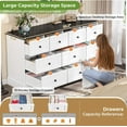 thumbnail image 6 of Farmhouse Dresser Chest of Drawers with Charging Station, 10 Drawers Dresser Storage Cabinets for Living Room, White/Black, 6 of 8
