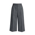 thumbnail image 4 of Womens Striped Capri Suit Pants High Waist Pocket Cropped Workwear Wide Leg Trousers for office Daily Casual Dark Gray XL(XL), 4 of 5