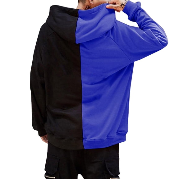 Jiyugala Men's Colorblock Hoodie Solid Color Hooded Sweatshirt XL