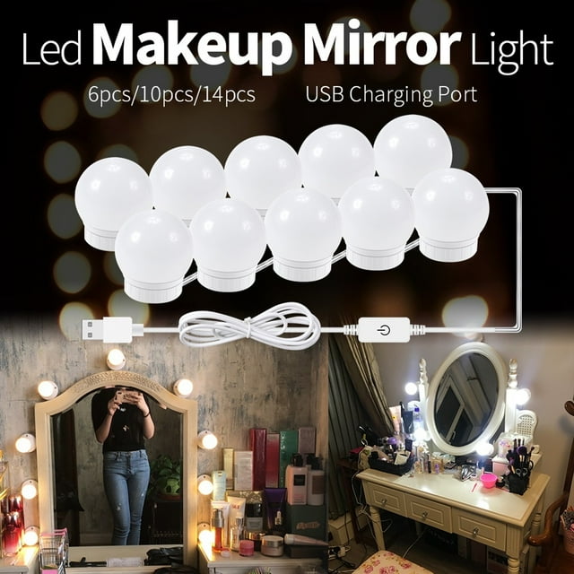 LED Makeup Mirror Light Bulbs USB Make up Lamp Vanity Lights Bathroom Dressing Table Lighting Dimmable LED Wall Lamp ,Widely Use
