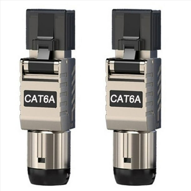 2 Uds. Conectores de Cable Ethernet RJ45 Cat6A RJ45, Conector de Terminación Fácil Sin Herramientas de Metal, Cable LAN 2000MHz 40G 22AWG - 24AWG