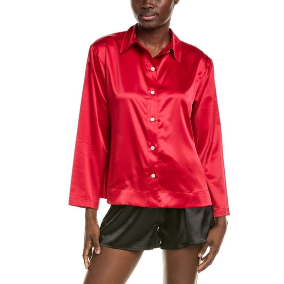 Natori womens  Glamour Button-Down Top, XL, Red