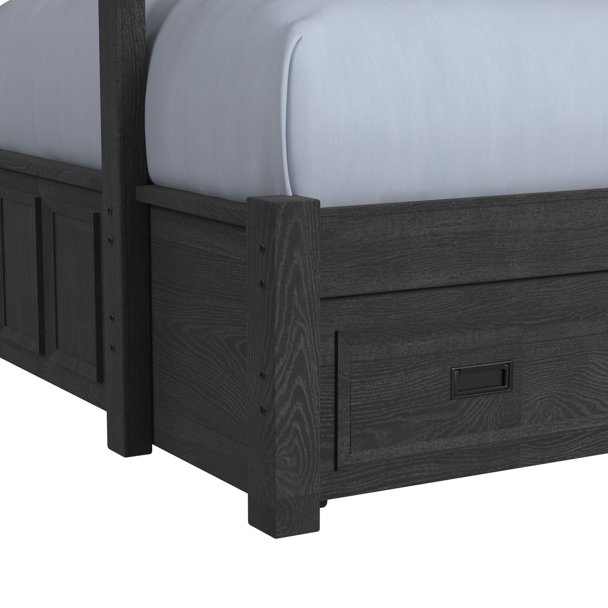 Brooklyn Kids Twin Over Full Bunk with Staircase and Trundle in Charcoal