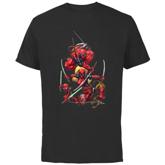 Marvel Deadpool Corps Lady Deadpool Kidpool Headpool Dogpool - Short Sleeve Cotton T-Shirt for Adults - Customized-Black