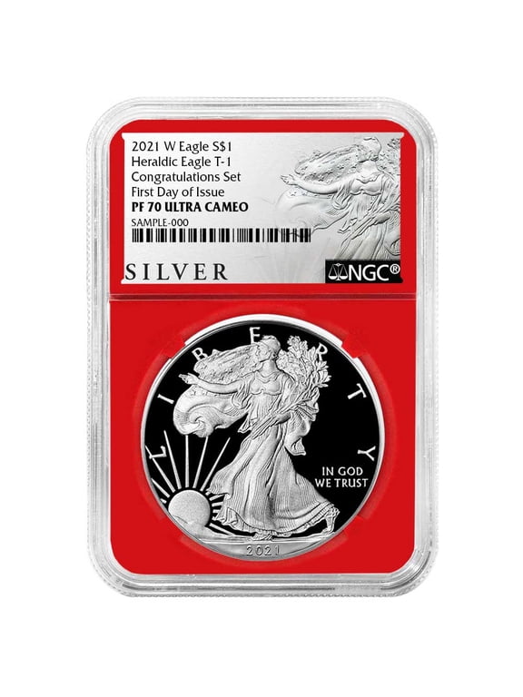 2021-W Proof $1 Type 1 American Silver Eagle Congratulations Set NGC PF70UC FDI ALS Label Red Core