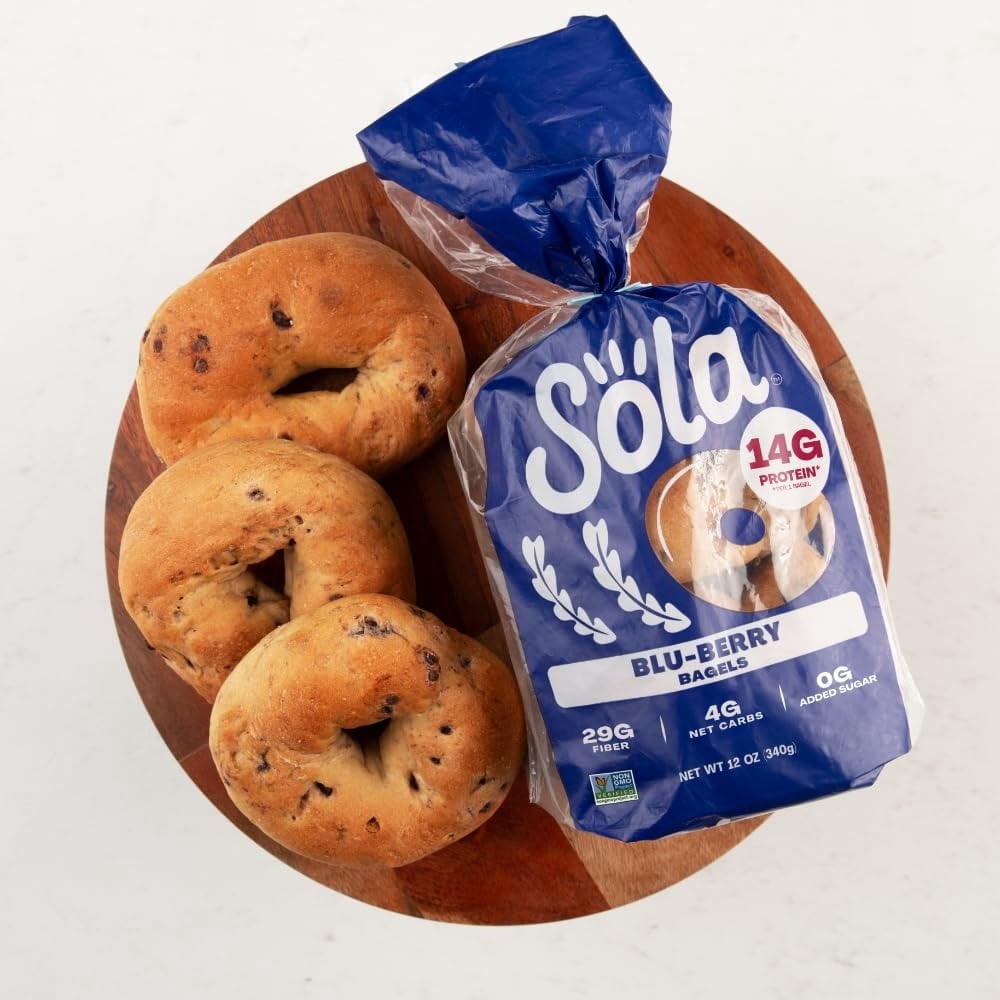 Sola Blu-Berry Low Carb Bagels, 5g Net Carbs, 15g Protein