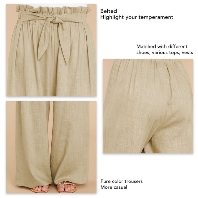 Pantalones Casuales Para Mujer, Pantalones Largos Con Cinturón Para Mujer Con Estilo Para Fiesta ANGGREK Caqui XL
