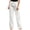 White, variant on Minjewel Women's Solid Color Elastic Waist Loose Fit Breathable Cotton Linen Pants, Casual Trousers for Summer and Beach, Lightweight Comfortable,Blue,M
