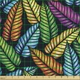thumbnail image 2 of Ambesonne Leaves Fabric by the Yard Upholstery, Hawaiian Colorful Plants, 10 Yards, Charcoal Grey Multicolor, 2 of 5