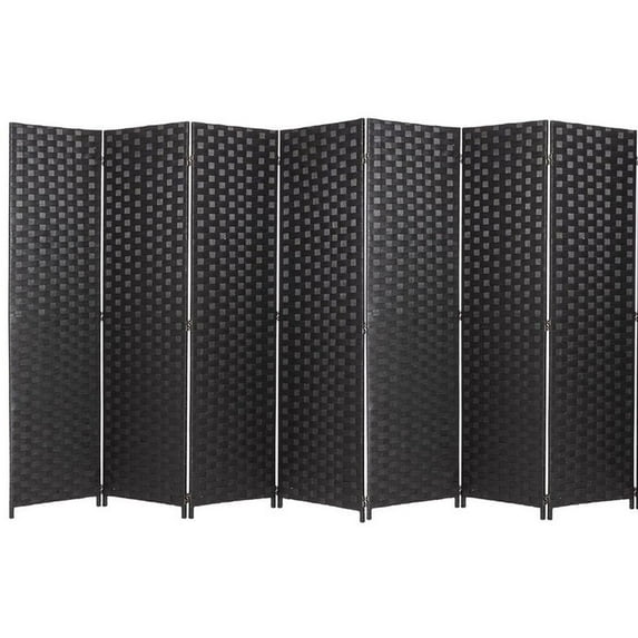 Legacy Decor Room Divider 7 Panel Weave Design Fiber Black Color