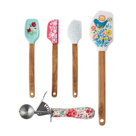 The Pioneer Woman 5-Piece Silicone Spatulas and Stainless Steel Cookie Scoop Set  Multicolor