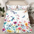 thumbnail image 2 of Homewish Flying Dragonflies Twin Sheet Sets 3pcs for Female Men Adults,Colorful Flowers Twin Fitted Sheet Microfiber,Spring Garden Breathable Flat Sheet,Breathable Home Decor, 2 of 7