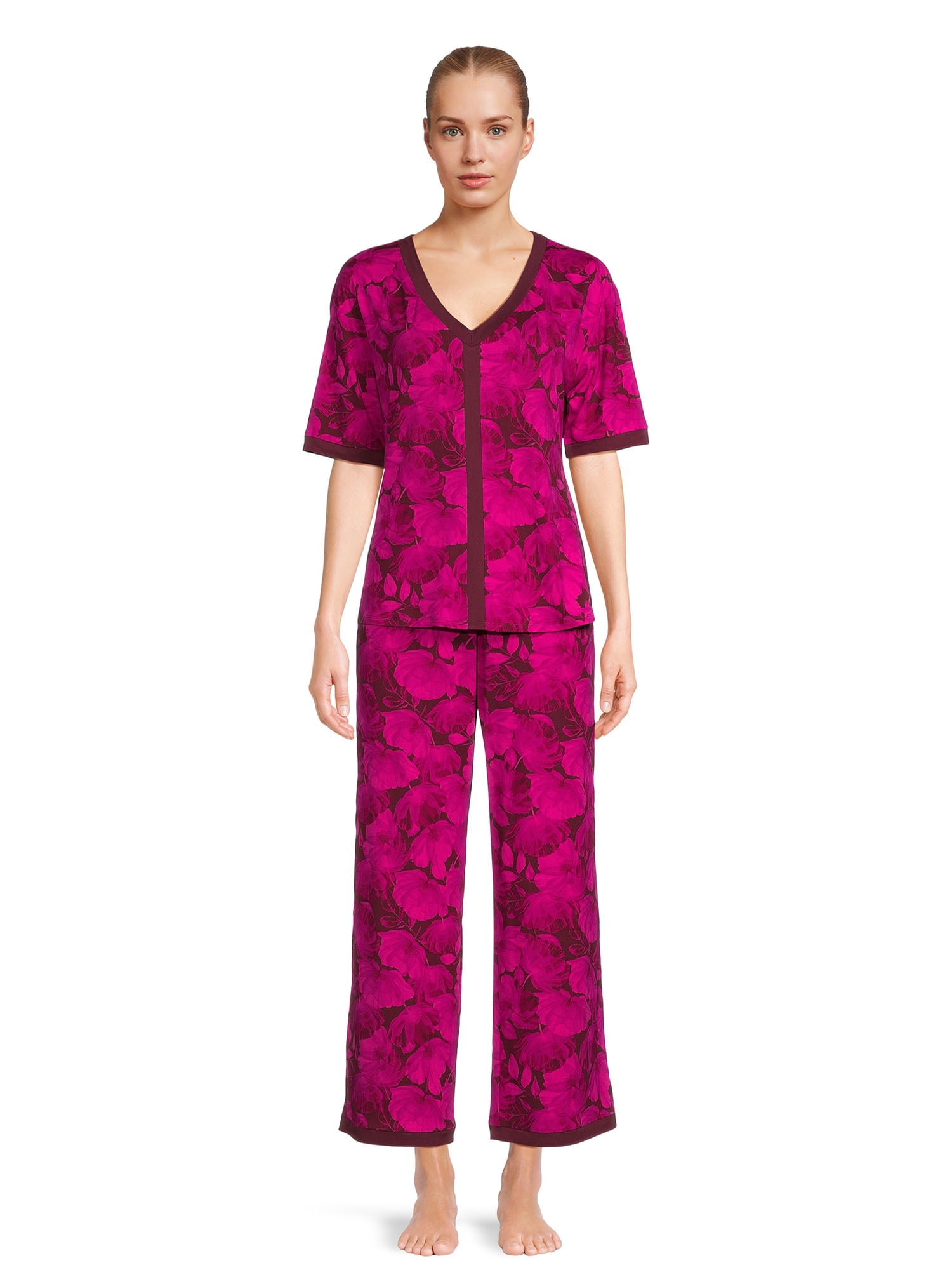 The Pioneer Woman Short Sleeve Top with Pant Pajama Set, Women’s, 2-Piece