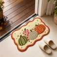 thumbnail image 4 of XIA0LE Imitation Woven Diatom Mud Floor Mat, 16x24in Pumpkin Wavy Scalloped Edge Floor Mat, Non-Slip Absorbent Autumn Doormat For Front Door Kitchen Bathroom Farmhouse Thanksgiving Decor (B ), 4 of 5