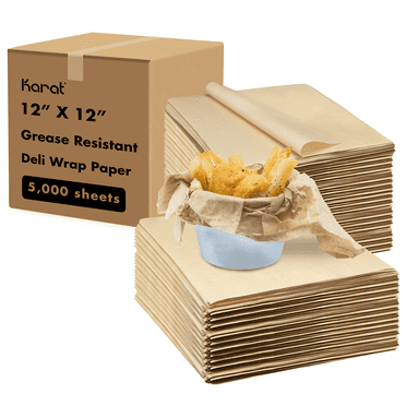 Karat [5,000 ct] 12"x12" Deli Paper Sheets | Kraft Premium Sandwich Wrapping Paper | Grease-Resistant Versatile Sandwich Paper Wraps for Cafes, Restaurants, and Catering