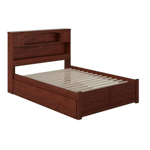 Bowery Hill Modern Solid Wood Full Platform Panel Bed with Trundle in Walnut