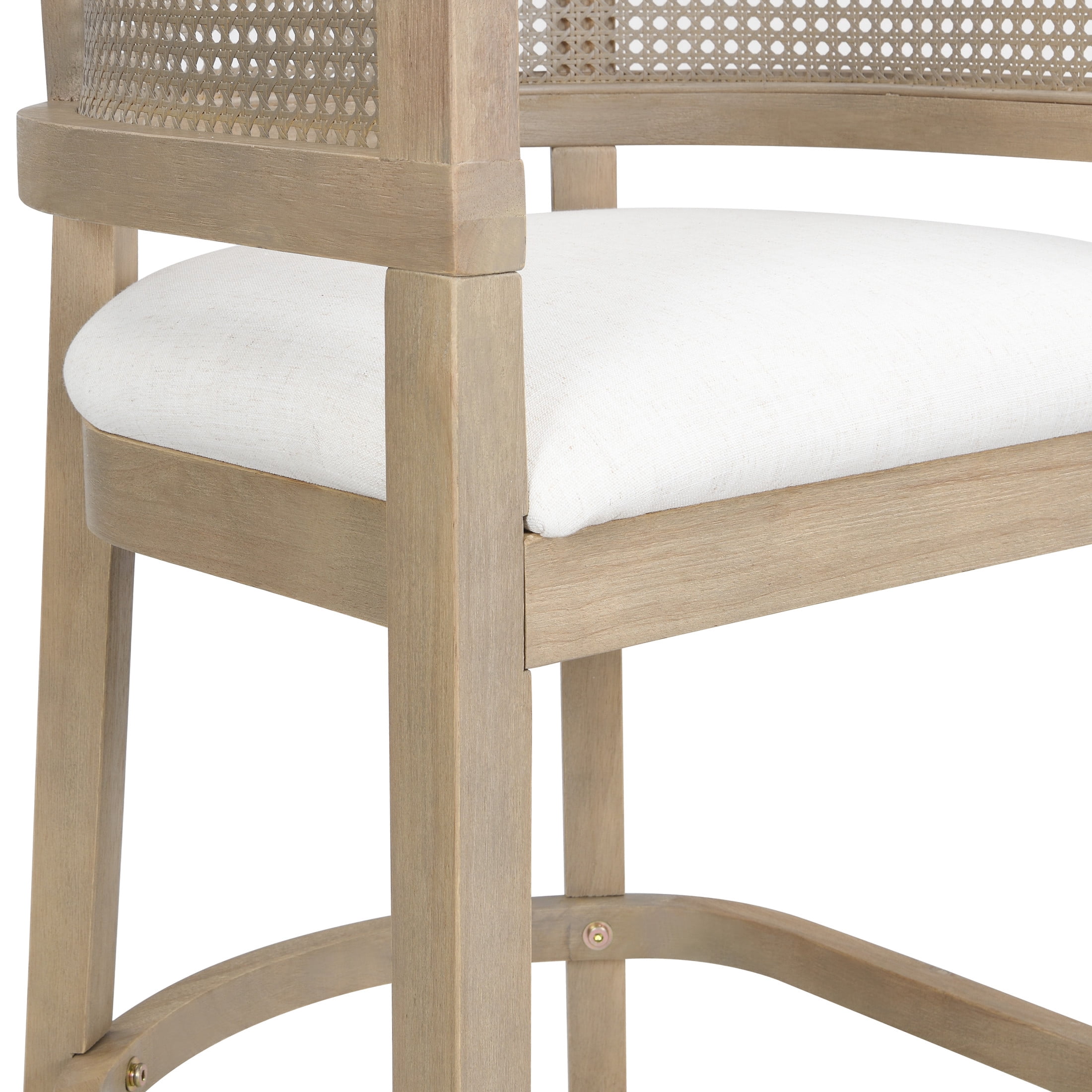 Christopher Knight Home 29.5" Upholstered Bar Stools, Wood Frame with Rattan Back, Light Ash, Set of 2