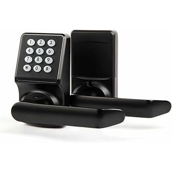 Entry Door Lock, Electronic KeypadDoor Lock  withHandle, Digital Door Lockwithkeypads, ICCard  andKey, Easy Installationfor Home, Hotel（Matte Black）