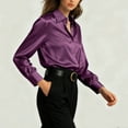 thumbnail image 7 of vigerkar Soft Breathable Stretch Satin Silk Button Down Shirts for Women Long Sleeve Blouses Work Dress Tops (Purple, XXL), 7 of 7