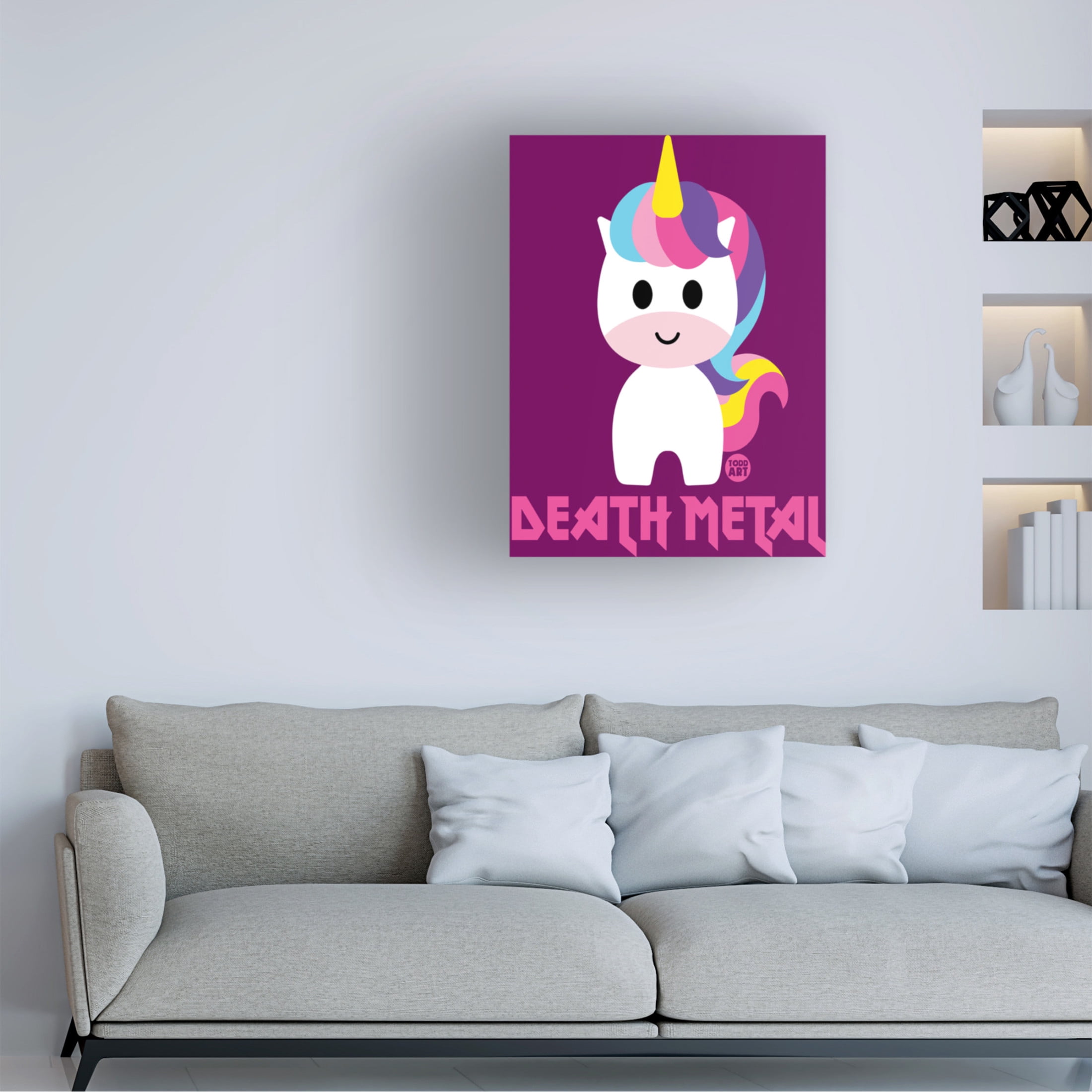 Canvas Wall Art - toddart 'Death Metal Unicorn' Wall Art for Living Room, Bedroom, or Office Décor by Trademark Fine Art - 14 x 19 Inches