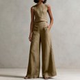 thumbnail image 6 of Clossjun Women's 2 Piece Casual Lounge Sets Sleeveless Tops & Wide-Leg Pants Sets Fall Wear Fashion Outfit Sets L, 6 of 6