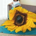 thumbnail image 6 of Honeii Golden Sunflower in Blue Print Fleece Blanket - Throw Blanket for Bed, Sofa, Couch, Camping, and Travel , Microplush Ultra Soft Warm Blanket-40"x30", 6 of 7