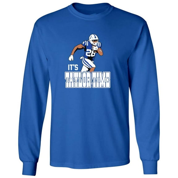 LONG SLEEVE BLUE Colts Jonathan Taylor JT Its Taylor Time T-shirt ADULT