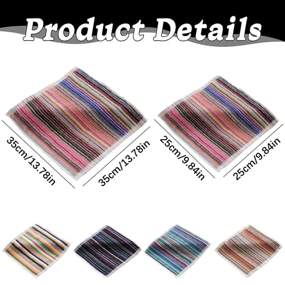Colorful Striped Cotton Handkerchiefs, Small Square Towels for Kitchen Bar Cleaning, Soft Absorbent Reusable Utility Wash Cloths, 1 Pack, Assorted Colors