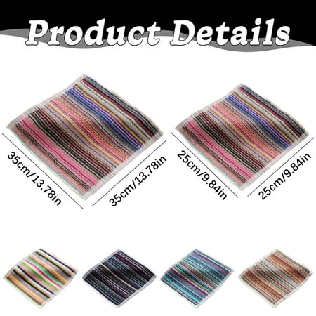 Ybomd Cotton Striped Handkerchiefs Kids Square Towels Ideal for Kids and Kitchen Use Cotton Square for Cleaning Suitable for Daily Household Towel Tasks.