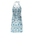 thumbnail image 3 of Viikei Dresses for Women Summer Casual Boho Dress,Flowy Chiffon Short Sleeve Dress,Women Summer Dresses Beach Lace Panel Print Sleeveless Casual Loose Tank Dress Sky Blue M, 3 of 5