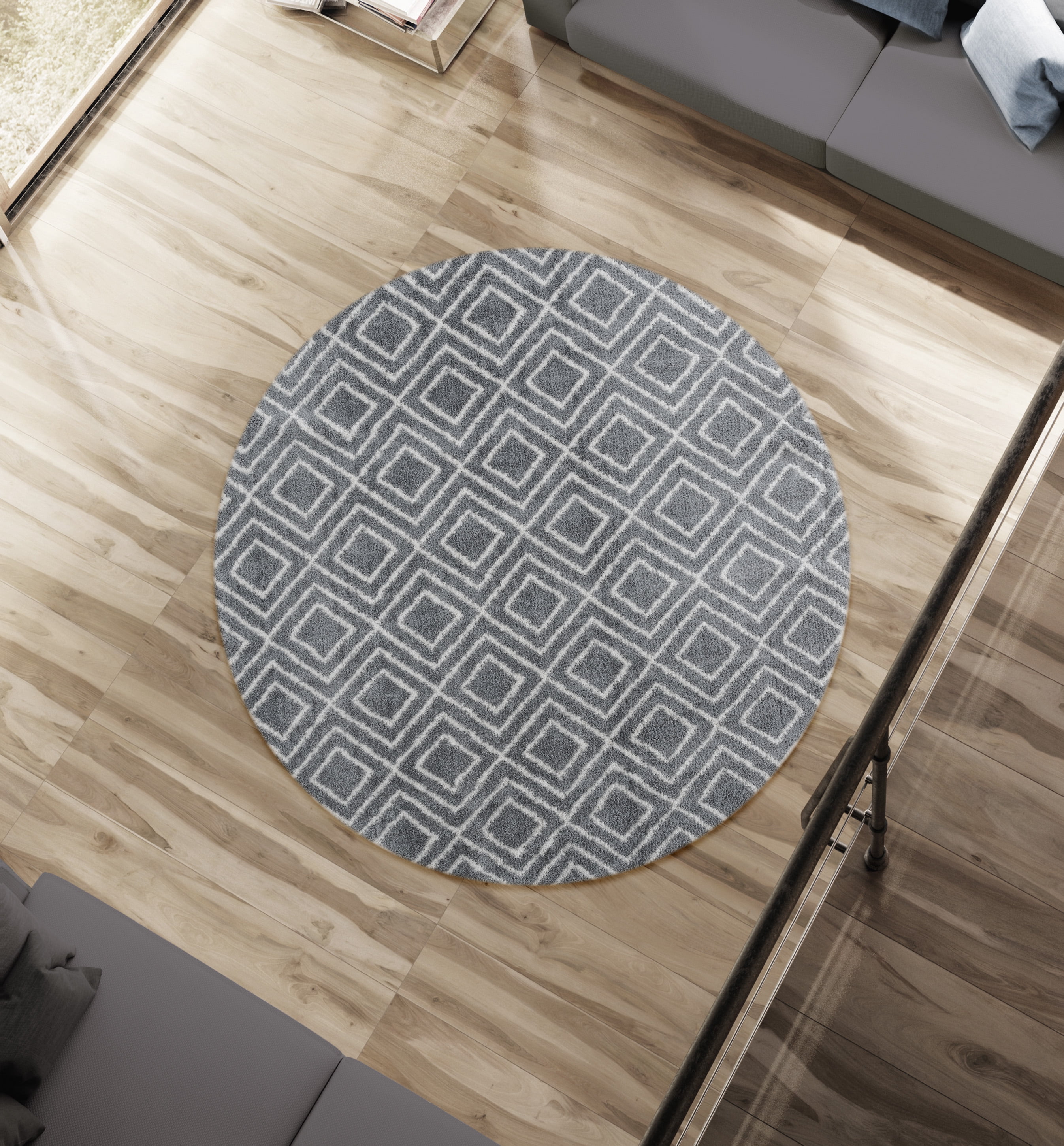 United Weavers Celestial Sarath Modern Geometric Round Area Rug, Grey, 7'10" x 7'10"