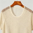 thumbnail image 5 of Mens Crochet Shirt Summer Lightweight Short Sleeve Loose Casual Crewneck Hollow out Knit T-Shirt Beach Shirts, 5 of 8