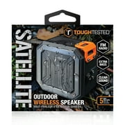 ToughTested Satellite Outdoor Bluetooth Speaker with FM Radio, IP65 Water-Resistant Rugged Design, Up to 12-Hour Playtime, TWS Pairing, Compact Wireless Speaker with Micro USB & AUX Cables