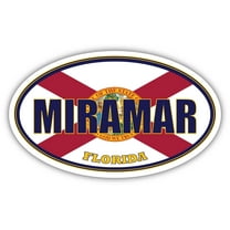 Miramar City Florida State Flag | FL Flag Broward County Oval State Colors Bumper Sticker Car Decal 3x5 inches