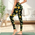 thumbnail image 3 of Renewold Lemon Leaf Black Leggings with Pockets for Women Athletic Tights Compression Leggings High Waisted Butt Lifting Printed Pants Comfy Womens Yoga Leggings, S, 3 of 8