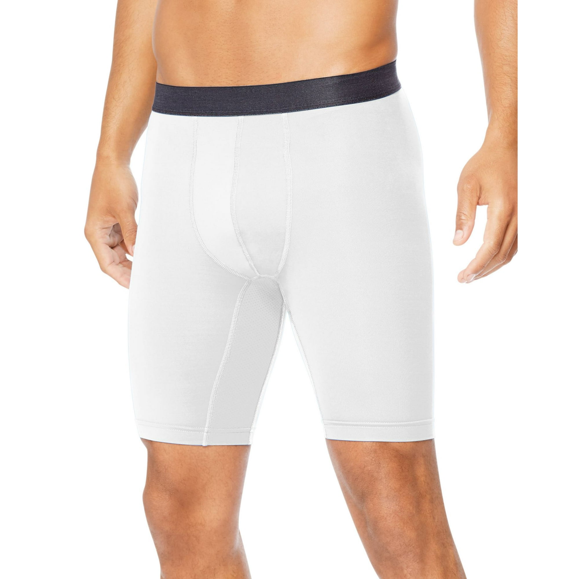 Hanes Mens Sport Performance Compression Shorts S True White Ebony