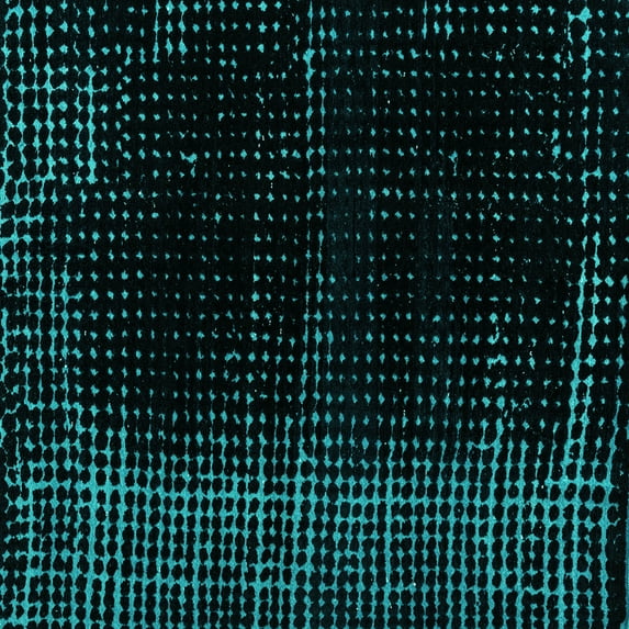 Ahgly Company Machine Washable Indoor Square Abstract Turquoise Blue Modern Area Rugs, 8' Square