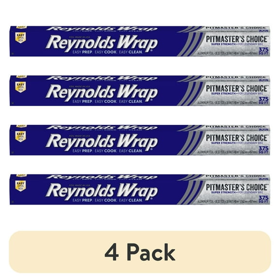 (4 pack) Reynolds Wrap Pitmaster’s Choice Aluminum Foil, 18 Inch Width, 37.5 square feet