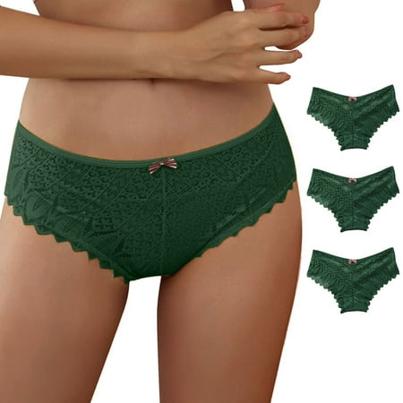 BYHONG Panties for Women Crochet Lace Lace up Panty Sexy Hollow Out Underwear Panties for Women Green XXXXXL