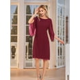 thumbnail image 3 of Womens Chiffon Dresses Flutter Sleeve Party Wedding Cocktail Dress Wine Red L, 3 of 4