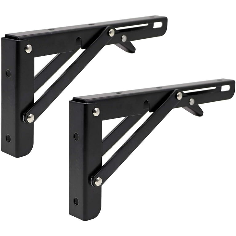 Folding Bracket 8 inch 205mm for Shelves Table Desk Wall Mounted Support  Collapsible Long Release Arm Carbon Steel 3pcs 